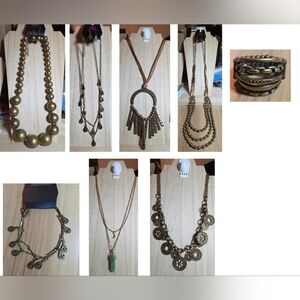 Edgy Brass Paparazzi Necklace Bracelet, Ring Set, LOT of 8